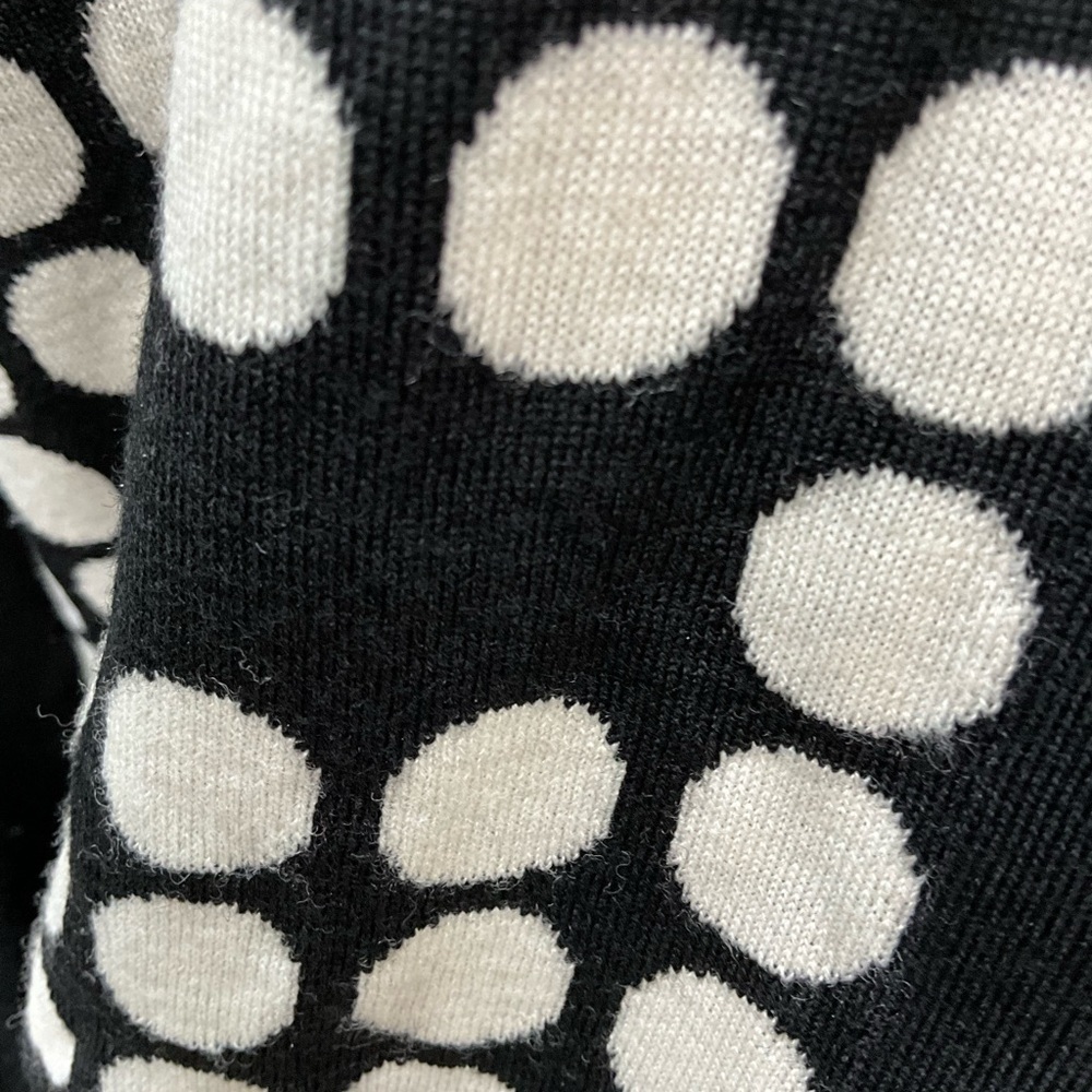 AKRIS PUNTO Saks Fifth Avenue Size US 8 Black Cream Polka Dot Cardigan Sweater - Picture 4 of 8